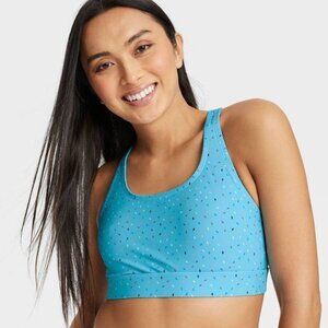 NWT Humankind X Target Pride Blue Sprinkles Sports Bra Active Swim Top, XL